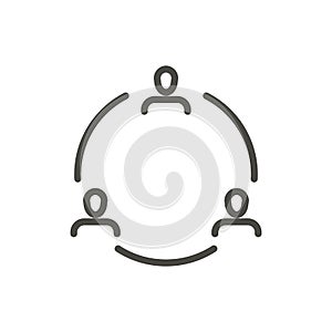 Communication icon vector. Outline communicate people, line con
