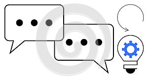 Communication and Innovation Concept with Speech Bubbles and Light Bulb Icon