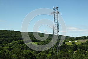 Communication iron pole on mountain