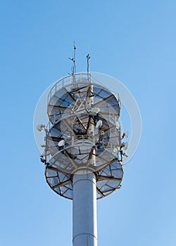 Communication mast for various antennae and dishes