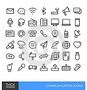 Communication Media Linear line icons