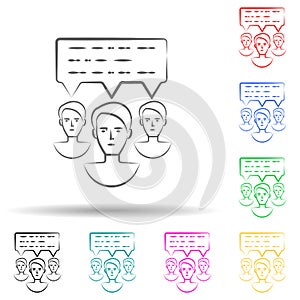 Communication, message hand drawn multi color set icon. Simple thin line, outline vector of business icons for ui and ux, website