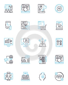 Communication and messaging linear icons set. Dialogue, Exchange, Transmit, Correspondence, Signal, Disclosure, Converse