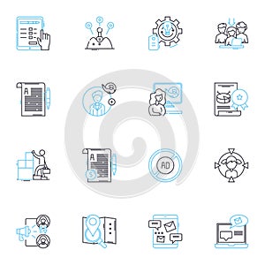 Communication and messaging linear icons set. Dialogue, Exchange, Transmit, Correspondence, Signal, Disclosure, Converse