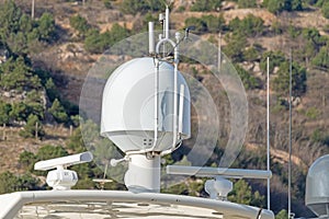 communication and navigation equipment on the mast of ship