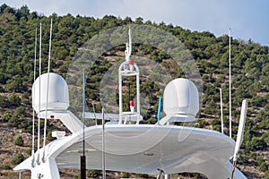 communication and navigation equipment on the mast of ship