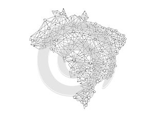 Communication network map of Brazil on white