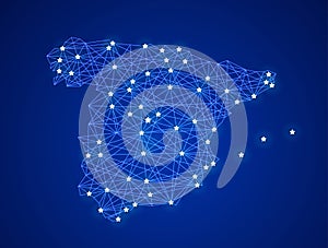 Communication network map of Spain