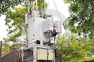 Communication network tower telephone pole wireless technology.