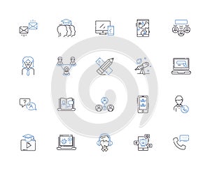 Communication people outline icons collection. Communicators, Dialogue, Interlocutors, Networkers, Speakers, Connectors