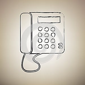 Communication or phone sign. Vector. Brush drawed black icon at