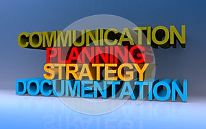 Communication planning strategy documentation on blue