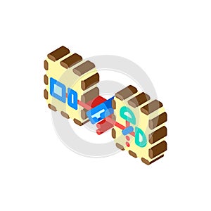 communication quantum technology isometric icon vector illustration