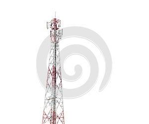 Communication radio tower isolated on white