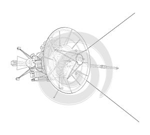 Communication satellite concept outline. Vector photo