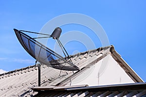 Communication satellite dish on the roof.