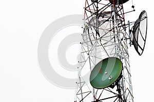 Communication satellite dishes tower