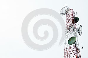 Communication satellite dishes tower