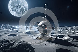 communication satellite orbiting above the lunar base