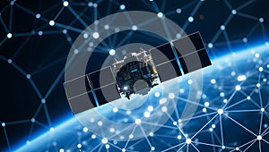 Satellite orbiting Earth within a global network