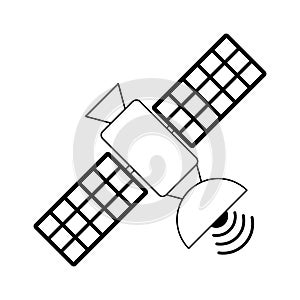 Communication satellite technology isolated black and white