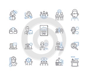 Communication skills line icons collection. Expression, Articulation, Listening, Persuasion, Empathy, Clarity