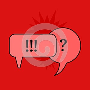 Communication speech bubbles on red background