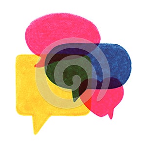 Communication speech bubbles risography illustration