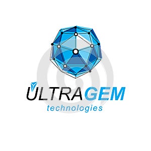 Communication technologies modern symbol. Abstract vector 3D mesh polygonal object.