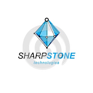 Communication technologies modern symbol. Isometric abstract vector low poly shape, digital science theme illustration.