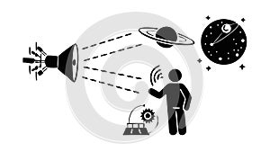 Communication Technology AI: Sound Waves, Robotics, Digital Interaction, vector design Generative AI