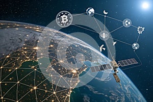 Communication Technology Global Network Blockchain Concept photo