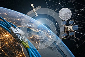 Communication Technology Global Network Blockchain Concept photo