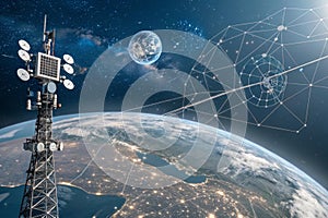 Communication technology for internet business and global network photo