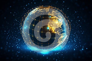 Communication technology for internet business. Global world network and telecommunication on earth cryptocurrency and