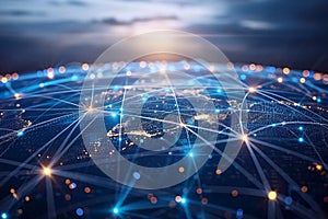 Communication technology for internet businesses, global networks connects cryptocurrencies and blockchain
