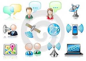 Communication theme icon set