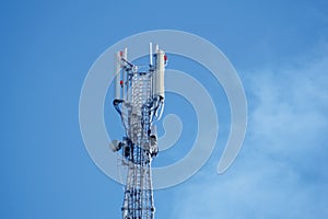 Communication tower or 3G 4G network telephone cellsite silhouette