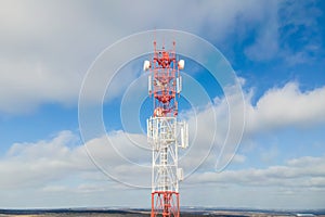 Communication tower for 4G and 5G Telecommunication. Base Transceiver antennae