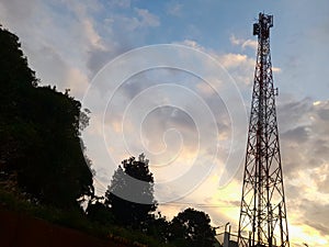 Communication Tower with afternoon sky in the background