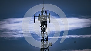 Communication tower on blue sky