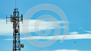 Communication tower on blue sky