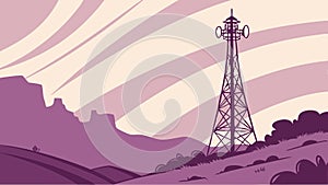 Communication Tower on Horizon, Rural Technology Infrastructure, vector design Generative AI