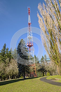 Communication tower in a park Portland OR