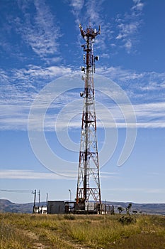 Communication tower. Telephone antenna.