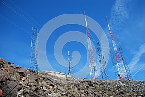 Communication towers atop Arden Peak, Nevada.