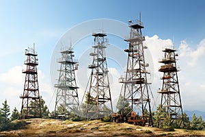 Communication Towers on white background