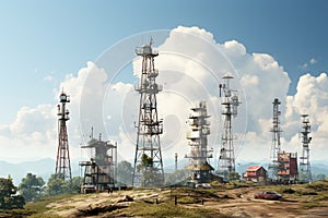 Communication Towers on white background