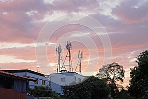 It communication transceiver sunset background