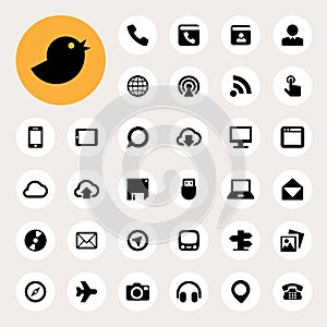 Communication and transportaion icon set photo